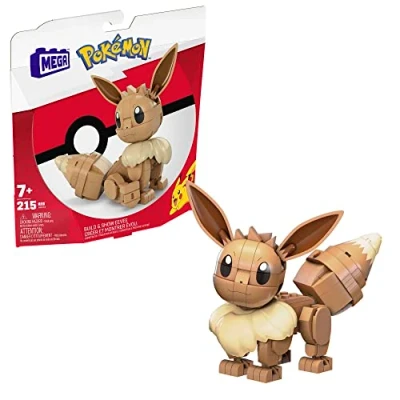Image of MEGA Pokémon Building Toys Set Build &amp; Show Eevee with 215 Pieces, Articulated and Poseable, 4 Inches Tall, for Kids, HDL84