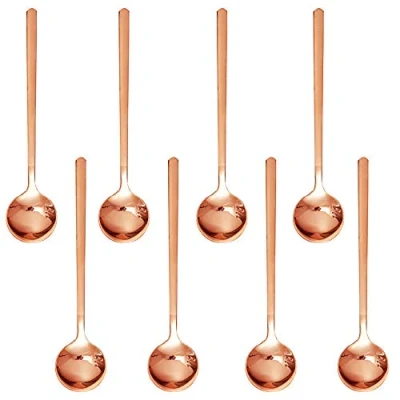 Image of Pack of 8, Rose Gold Plated Stainless Steel Espresso Spoons, findTop Mini Teaspoons Set for Coffee Sugar Dessert Cake Ice Cream Soup Antipasto Cappuccino, 5.3 Inch