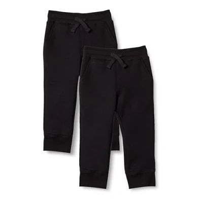 Image of Amazon Essentials Boys&#039; Fleece Jogger Sweatpants, Pack of 2, Black, 6 7 Years