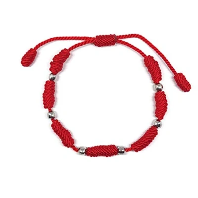 Image of MYSTIC JEWELS by Dalia Kabbalah Bracelet 7 Knots of Red Thread with Balls Unisex Adjustable Eye Protection Good Luck