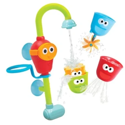 Image of Yookidoo Toddler Bath Toy Flow N Fill Spout Three Stackable Play Cups and Water Spray For Kids Bathtime Fun