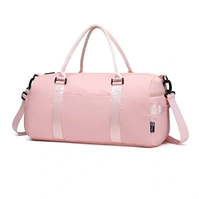 Image of Kono Travel Duffel Bag Sports Gym Shoulder for Women Men Overnight Weekend Carry on Holdall with Wet Pocket and Shoe Compartment(Pink)