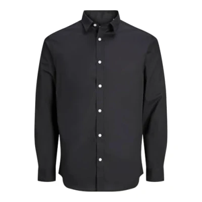 Image of JJ REBEL Men&#039;s Jrebgavin Solid Shirt Ls Noos, Black, XS