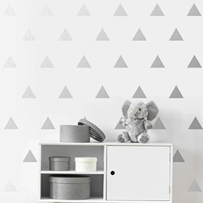 Image of 60 Triangle Wall Art Sticker Set, Geometric Pattern Room Decor, Removable Vinyl Decal, (5cm)