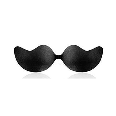 Image of L&amp;L Silicone Adhesive Stick On Push Up Gel Strapless Invisible Bra Backless (B, Black)