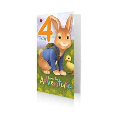 Image of Danilo Promotions Ltd Peter Rabbit Official Age 4 Birthday Card, Today