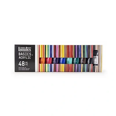 Image of Liquitex 3699395 Basics Acrylic Paint, Mono pigmented Artist Pigments, Lightfast, Medium Viscosity, Archival Quality, Silky Gloss Finish, 48 Colours, Set of 22 ml