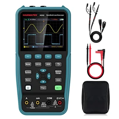 Image of HANMATEK Handheld Digital Oscilloscope 50Mhz Bandwidth with 2 Channels HO52 3.5&quot;TFT Mini Oscilloscope, in 1 and Multimeter, Backlit Screen, Auto Calibration Function, Memory Function