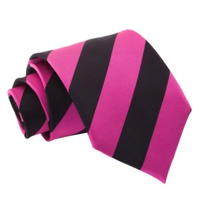 Image of DQT Men Pink Solid Plain Stripe Floral Paisley Polka Dot Neck Tie Hot &amp; Black