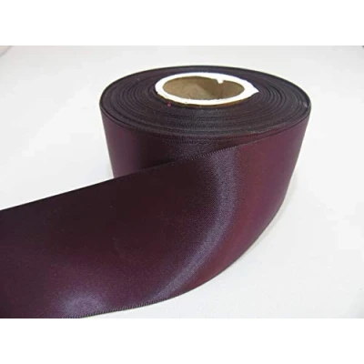 Image of 2 metres of 50mm Satin Ribbon Aubergine Dark Purple Double Sided 50 mm 5cm 2&quot; Inch
