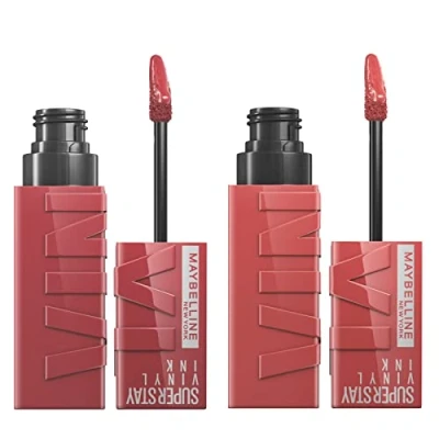 Image of Maybelline New York SuperStay Vinyl Ink Lip Tint Bright Color 35 Cheeky + 40 Witty Finish 2 Lipsticks with Precision Applicator