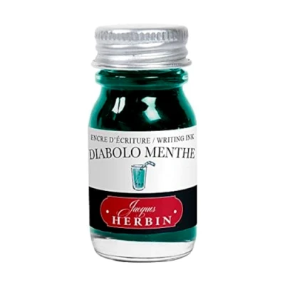 Image of Herbin 11533T 10ml bottle of ink for fountain pens and rollerball (product without packaging zero waste objective), Diabolo menthe/Mint Green