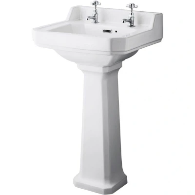 Image of Hudson Reed Richmond Basin with Full Pedestal 500mm Wide 2 Tap Hole
