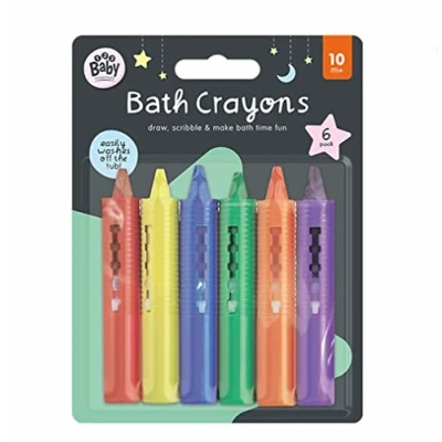 Image of 123 BABY Play tec Bath Crayons for Draw, Develop Creativity, Imagination, Scribble and Make Time Fun, Easy Washable Wipe Clean 6 Pack