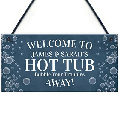 Image of Red Ocean Personalised Welcome Sign For Hot Tub Hanging Garden Wall Plaque Accessories Gifts
