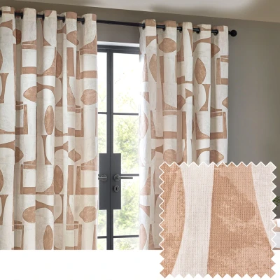 Image of Hoem Carro Abstract Geometric Eyelet Curtains