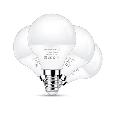 Image of Flaspar E14 LED Light Bulb 60W Equivalent, 7W Small Edison Screw Golf Ball Warm White 3000K, 600LM SES Bulbs, Non dimmable, Energy Saving 4 Pack