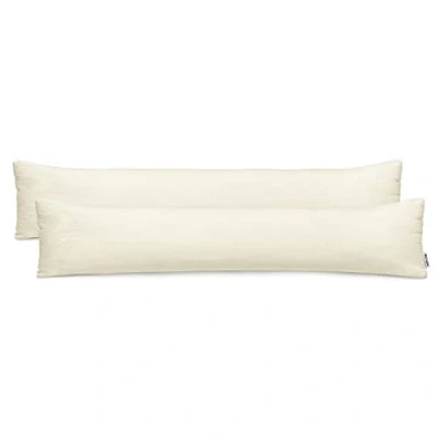 Image of DecoKing 2 x Pillowcases 20 120 cm Jersey Cotton Zip Cream Amber