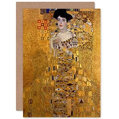 Image of Artery8 Gustav Klimt Portrait Adele Bloch Bauer Fine Art Greeting Card Plus Envelope Blank Inside