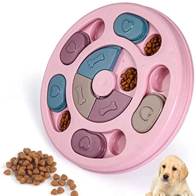 Image of Interactive Dog Food Puzzle Toy, Feeder Toys, Pet Training Games Supplies Smart Dogs Slow (Pink)