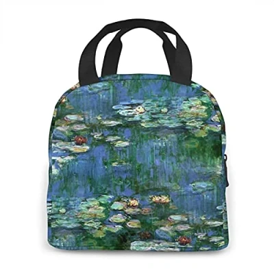 Image of Lilies Claude Monet Water Kids Lunch Bag Women Insulated Lunchbox Reusable Lunchboxes Cooler Tote Box Thermal Lunchbag for School Work