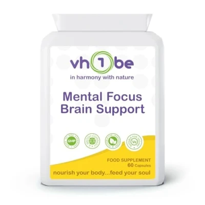 Image of Mental Focus Brain Support 60 Capsules Daily Cognitive Function Supplement to Concentration &amp; Gingko Biloba, Bacopa Monnieri Other Essential Nutrients