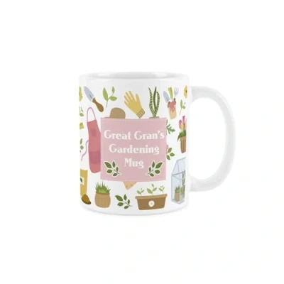 Image of Great Grans Garden Mug Pink Tulip Flowers Gardening Gift Tea/Coffee White Drinks Cup Present