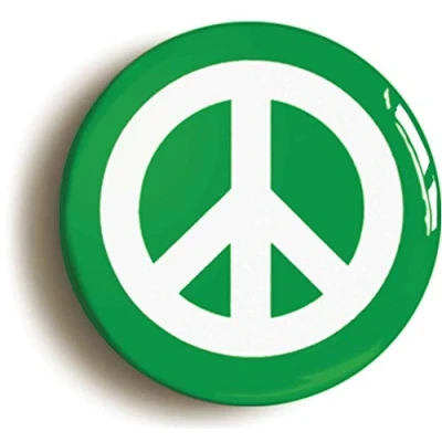 Image of GREEN CND PEACE SYMBOL BUTTON BADGE (1inch / 25mm diameter)