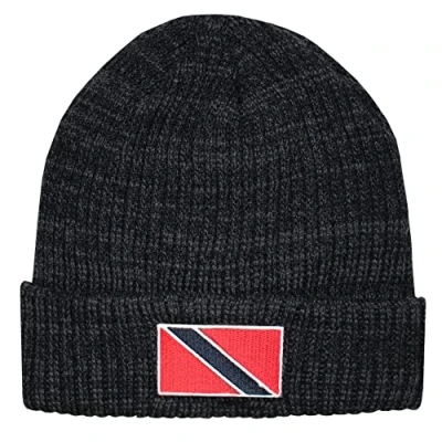 Image of TeddyTs Men&#039;s Caribbean Trinidad and Tobago Flag Thermal Beanie Hat Dark Grey