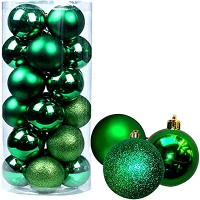 Image of 60mm/6Pcs Christmas Baubles Shatterproof Dark Green, Tree Decorations Ball Ornaments Balls Xmas Hanging Holiday Decor Shiny,Matte,Glitter