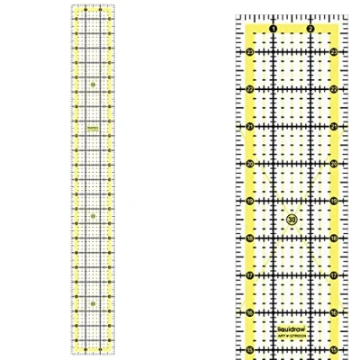 Image of Liquidraw Quilting Ruler 3&quot; x 24&quot;, Acrylic Imperial Patchwork Rectangle Template Clear For Sewing Cutting