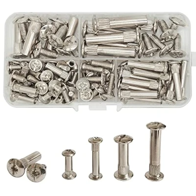 Image of WeqeYent 100 Pcs(50 Sets) M4/M6(16/25/35mm) Connecting Screws Bolts Furniture Fastener Binding for Frames Cupboard Cabinet Wood Boards