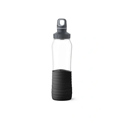 Image of Emsa N31001 Drink2Go Glass Drinking Bottle Capacity: 0.7 litres Screw Cap Black