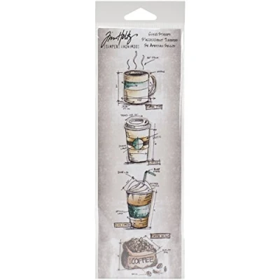 Image of Stampers Anonymous MB 25 _AGW Fresh Brewed Mini Blueprints Strip, Grey, 3&quot; by 10&quot;