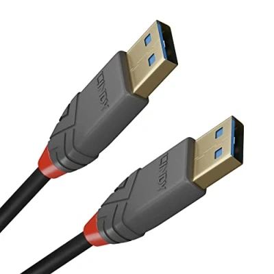 Image of Lindy 1m USB 3.2 Type A to Cable, 5Gbps, Anthra Line, High Speed Data Transfer. Compatible with External Hard Drives, Cameras, Docking Stations, Switch, Hub, Printer, TV, Web Cam, DVD &amp; Blu Ray