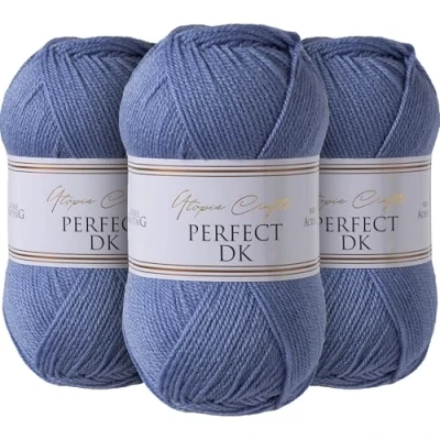 Image of Utopia Crafts DK Double Knitting Yarn 3X 100g (Cloudy Blue)