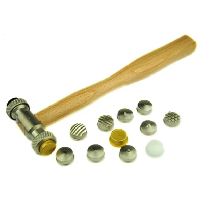 Image of Proops Texturing Embossing Hammer, 13 Interchangeable Design Heads Hard Wood Handle (J1313) Free UK Postage