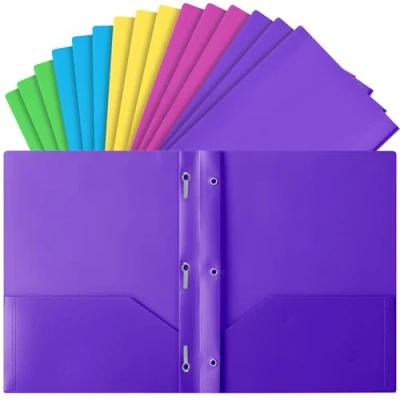 Image of Mr. Pen Plastic Folders with Pockets and Prongs, 15 Pack, Vibrant Colors, Pocket Folders, File Fasteners, 2 Folder, Folder Pockets, Two