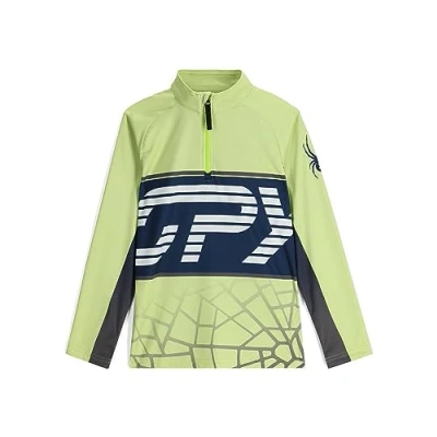 Image of Spyder Boys&#039; Web Half Zip T Neck, Lime Ice