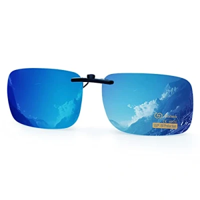 Image of Goiteia Blue Polarized Clip On Sunglasses Over Prescription Glasses Men WomenCompact FitNon Flip Up