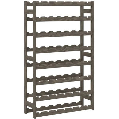 Image of vidaXL Wine Rack for 56 Bottles Grey Solid Wood Pine