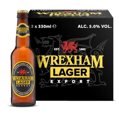Image of Wrexham Lager Export 12 x 330ml Bottles 5% ABV, Award Winning, Vegan Friendly.