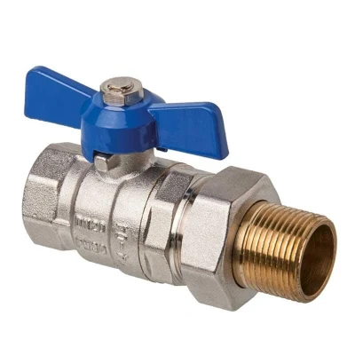 Image of 1/2 BSP Heavy Duty Plumbing Ball Valve Blue Butterfly Handle FxM