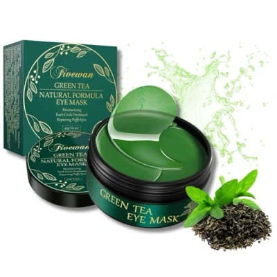 Image of Fivewan Green Tea Under Eye Patches 60 Pcs Mask Anti Aging Collagen Hyaluronic Acid for Removing Dark Circles, Puffiness &amp; Wrinkles Refresh Your Skin (60p, Tea)