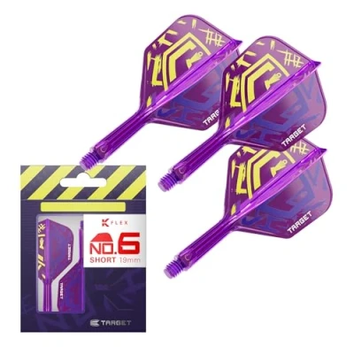 Image of TARGET Darts Luke Littler World Champion K Flex Flights and Shaft System, No.6 The Nuke 2025 Edition Kflex, All In One Integrated Shafts (Pack of 3) Short, 19mm