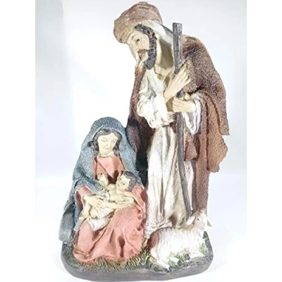 Image of The Healing Corner Christmas Traditional Nativity Set Xmas Decoration Holy Family Scene 3 Figures Special Gift Ornament Multicolour