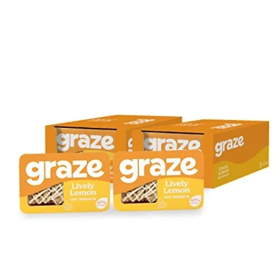 Image of Graze Lively Lemon Oat Flapjacks, Vegetarian Healthy Snacks, High in Fibre, 3 Bars per Punnet, Whole Oats &amp; Natural Flavours Packaging may vary (18 x 50g Snacks)