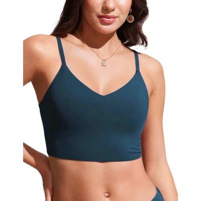 Image of CRZ YOGA Women&#039;s Bikini Tops Adjustable Spaghetti Straps Swimsuit Padded Athletic Bathing Suit Insignia Blue 12
