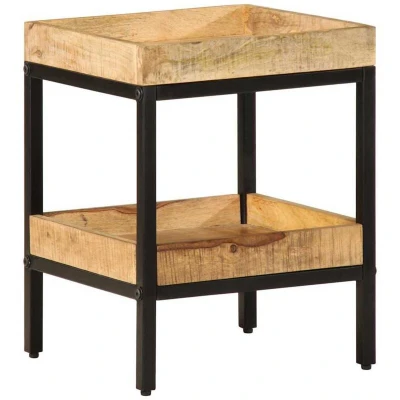 Image of vidaXL Side Table 35x35x45 cm Solid Wood Rough Mango