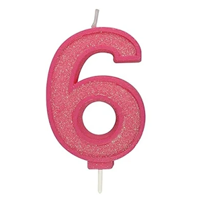 Image of CULPITT Sparkle Number Candles for Cake &amp; Cupcakes, Single Numbers from 0 9, Say Happy Birthday with These Candle Sparklers, Celebrate Birthdays Anniversaries Flair Pink 6